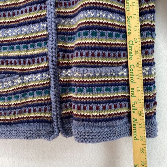 INVISIBLE WORLD Cardigan Mens Adult S Wool Chunky Nordic Striped Full Zip Blue - Picture 12 of 13